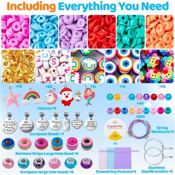 Girls Charm Bracelet Making Kit - 1400+ Pcs Jewelry Making Kit for Kids with - Picture 3 of 7